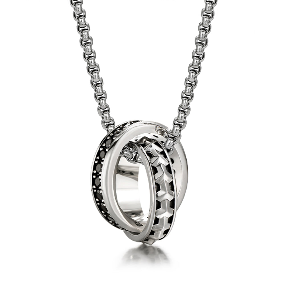 Armor & Black Double Ring Necklace