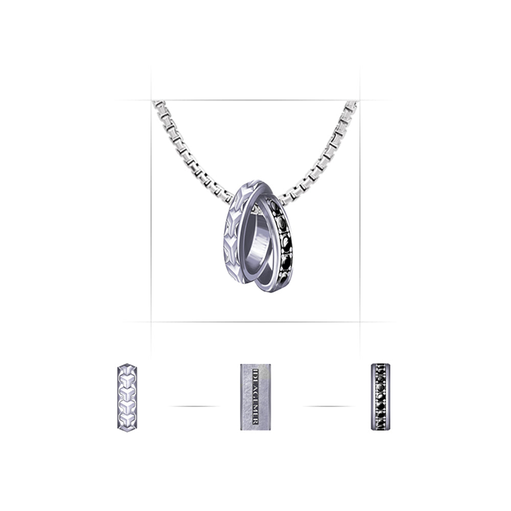 Armor & Black Double Ring Necklace