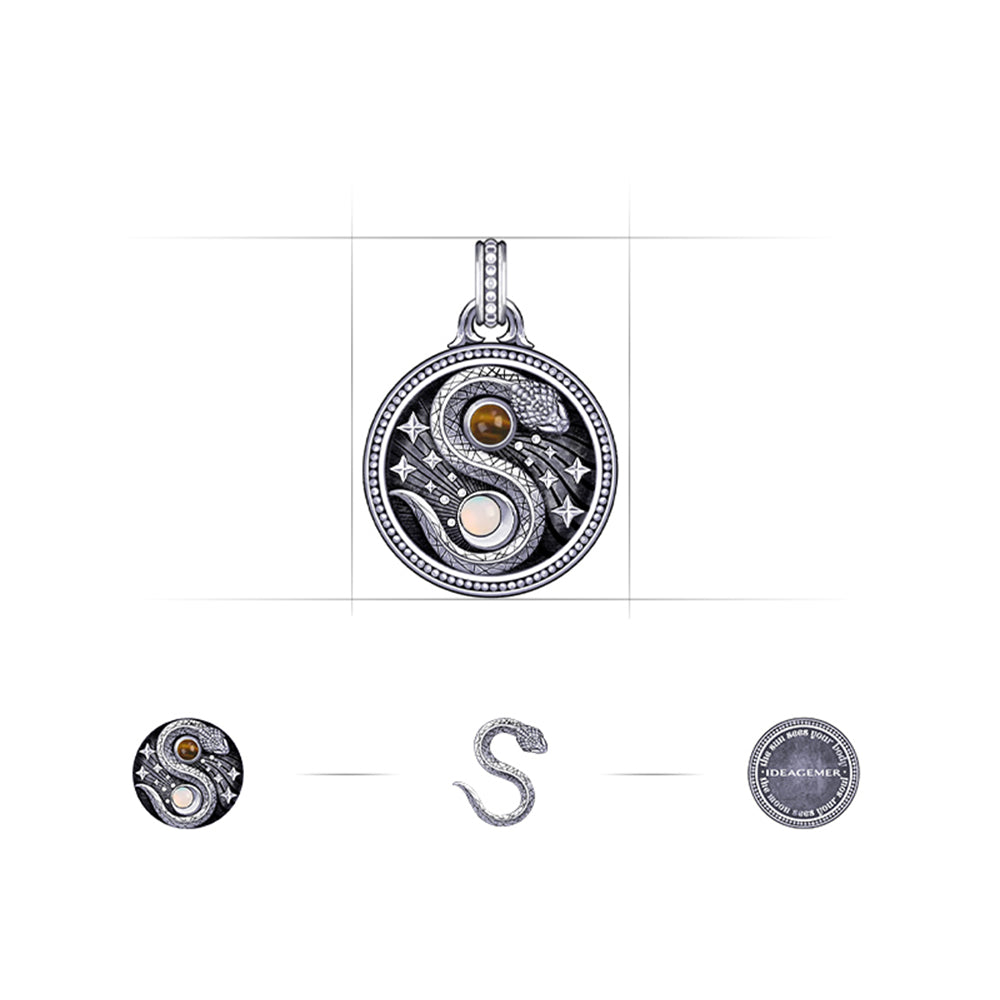 Vintage Yin Yang Snake Pendant