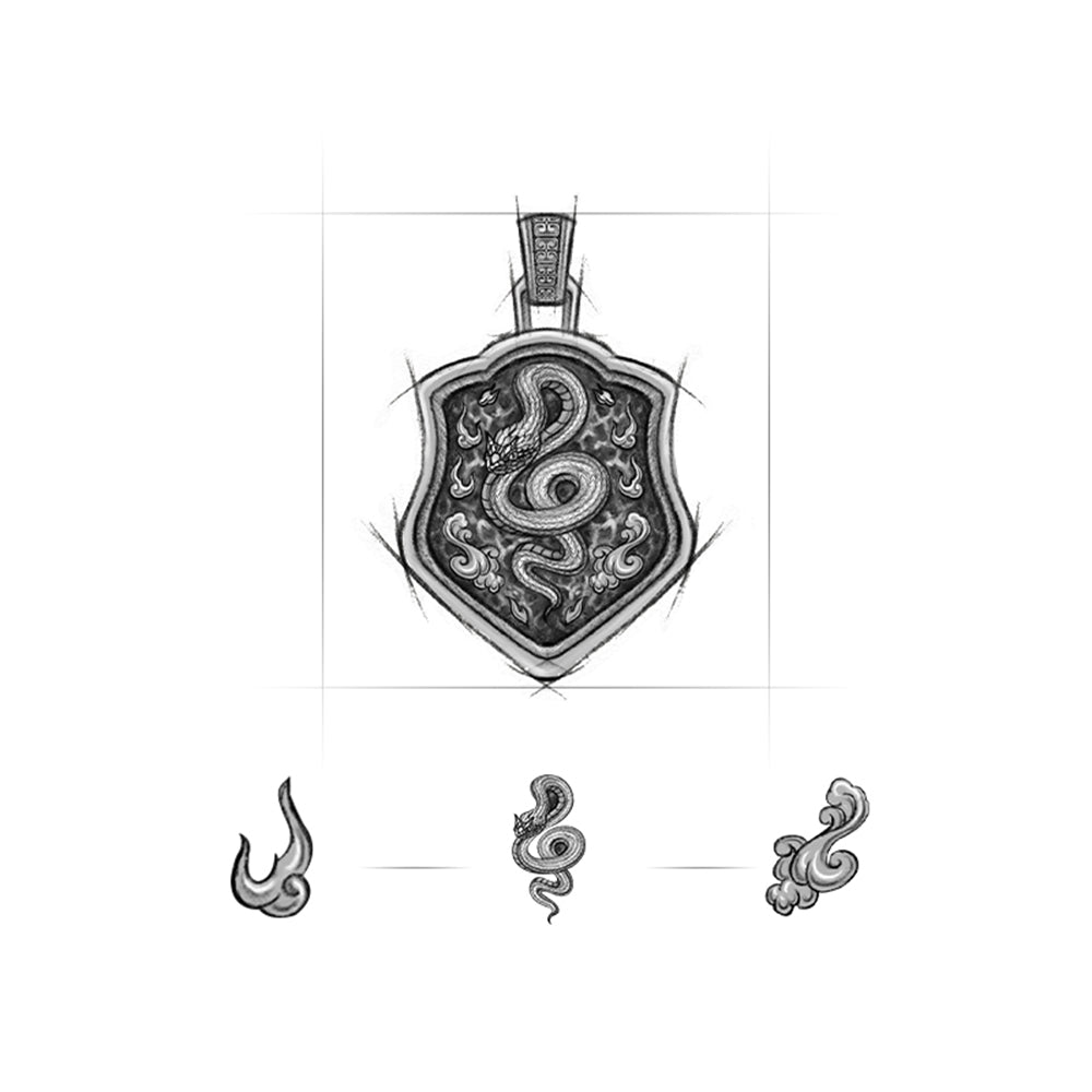 Vintage Spirit Snake Shield Pendant