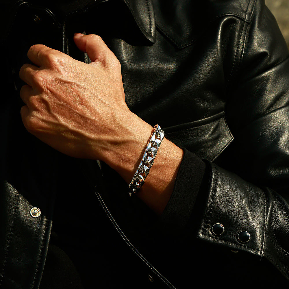 12 mm Solid Sterling Silver Cuban Link Bracelet