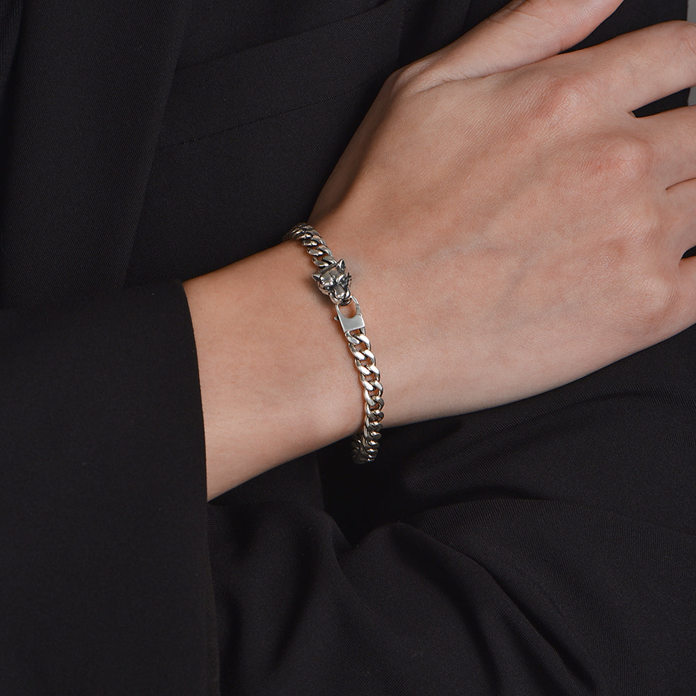 Vintage Panther Head Cuban Link Bracelet