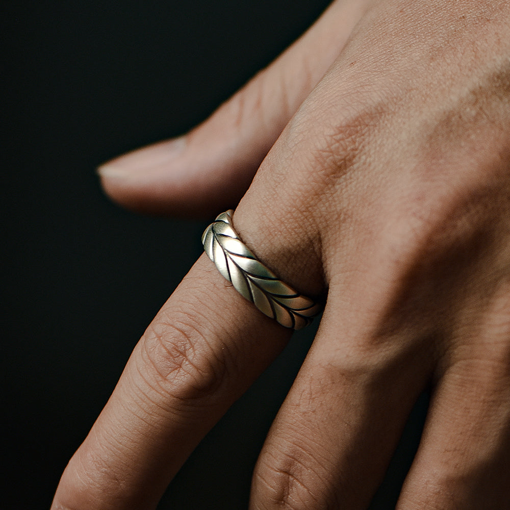 Sterling Silver Wheat Ear Ring Band