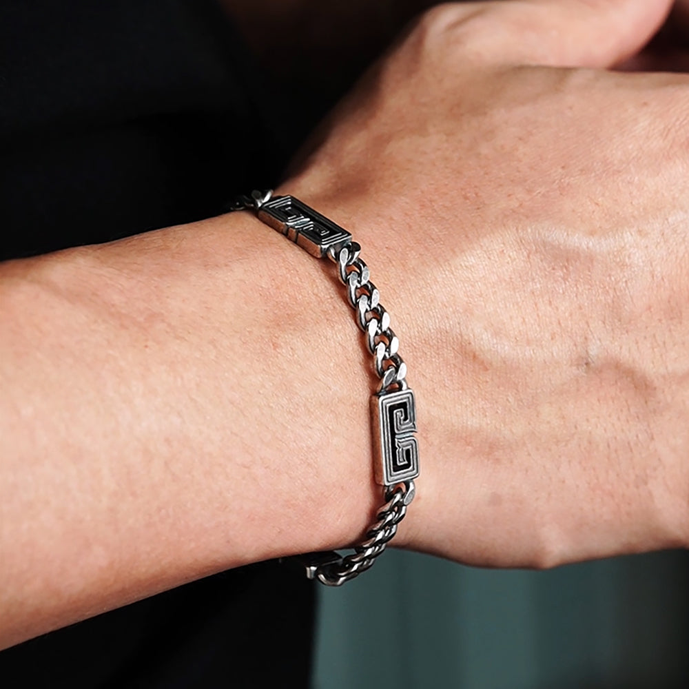 Vintage Cloud Pattern Cuban Link Bracelet