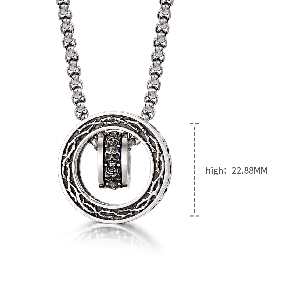Thorn & Skulls Halo Ring Necklace