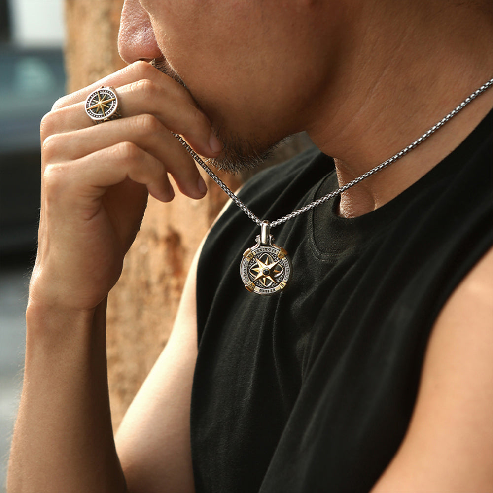 Double-Sided Spinning Compass Pendant