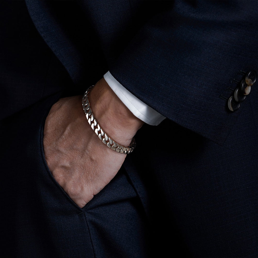 8 mm Solid Sterling Silver Cuban Link Bracelet