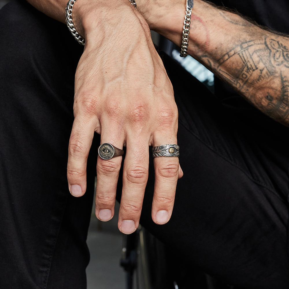 Vintage Devil's Eye Feather Ring Band
