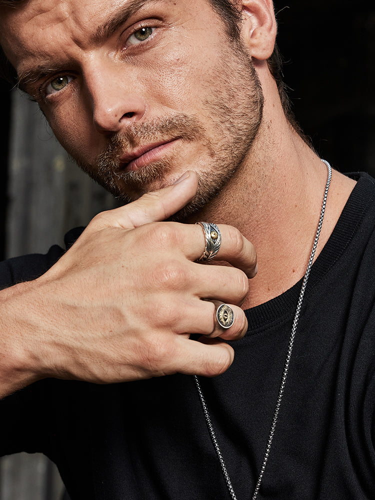 Vintage Devil's Eye Feather Ring Band