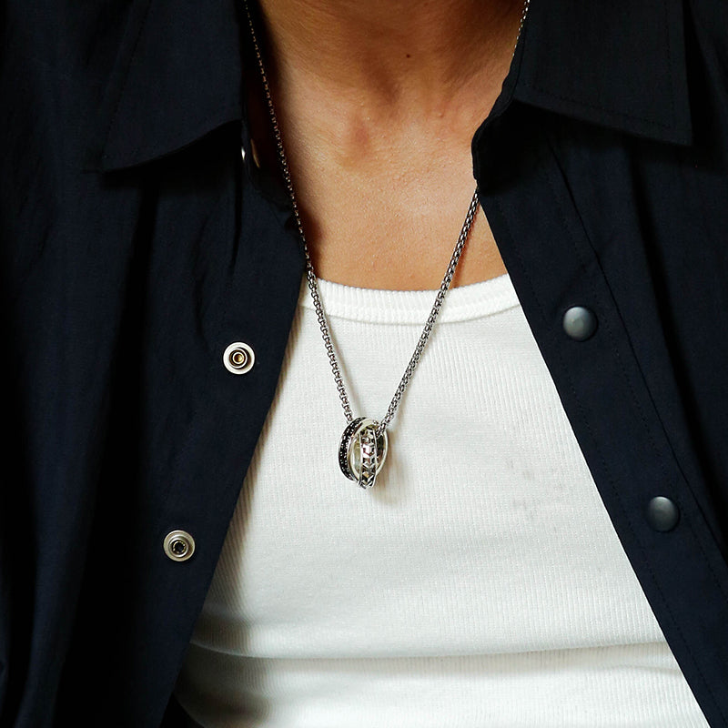 Armor & Black Double Ring Necklace