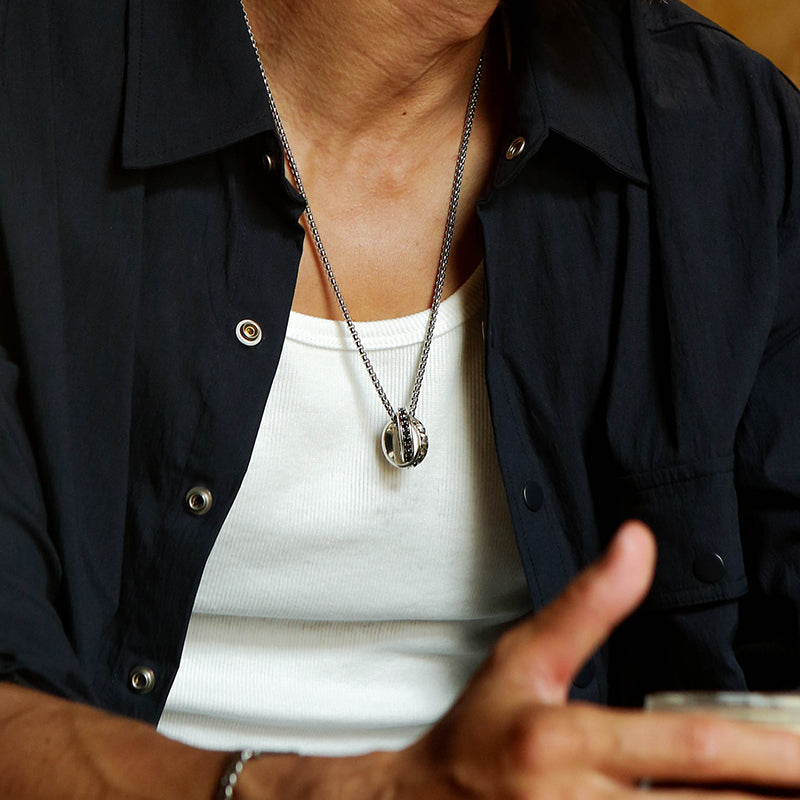 Armor & Black Double Ring Necklace