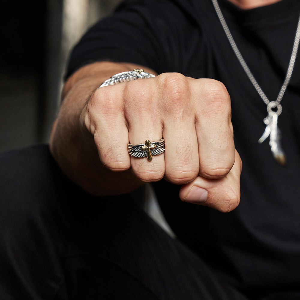 Vintage Angel Cross Ring