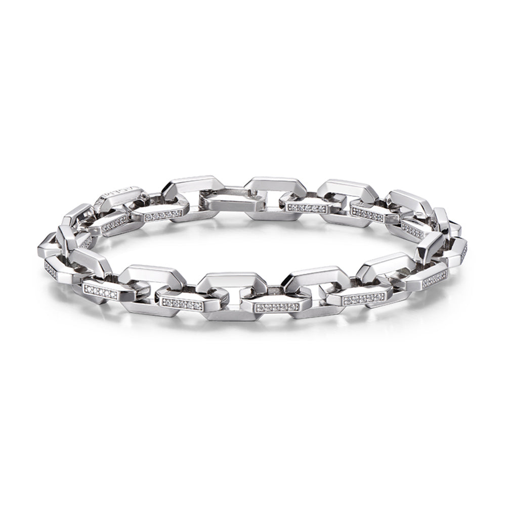 Iced Out Faceted Link Chain Bracelet