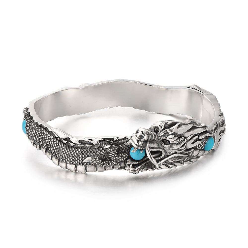 Vintage Turquoise Dragon Bangle Bracelet