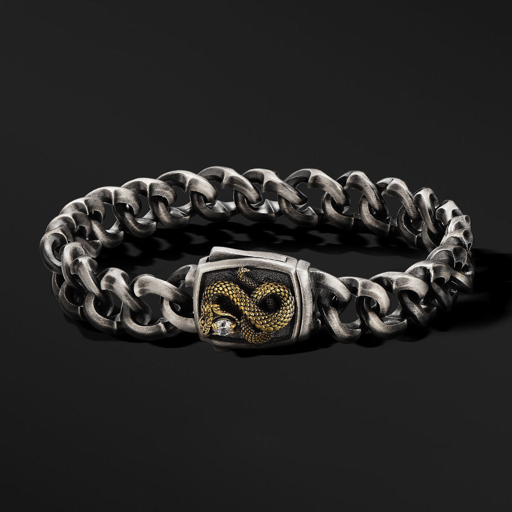 Vintage Snake Cuban Link Bracelet