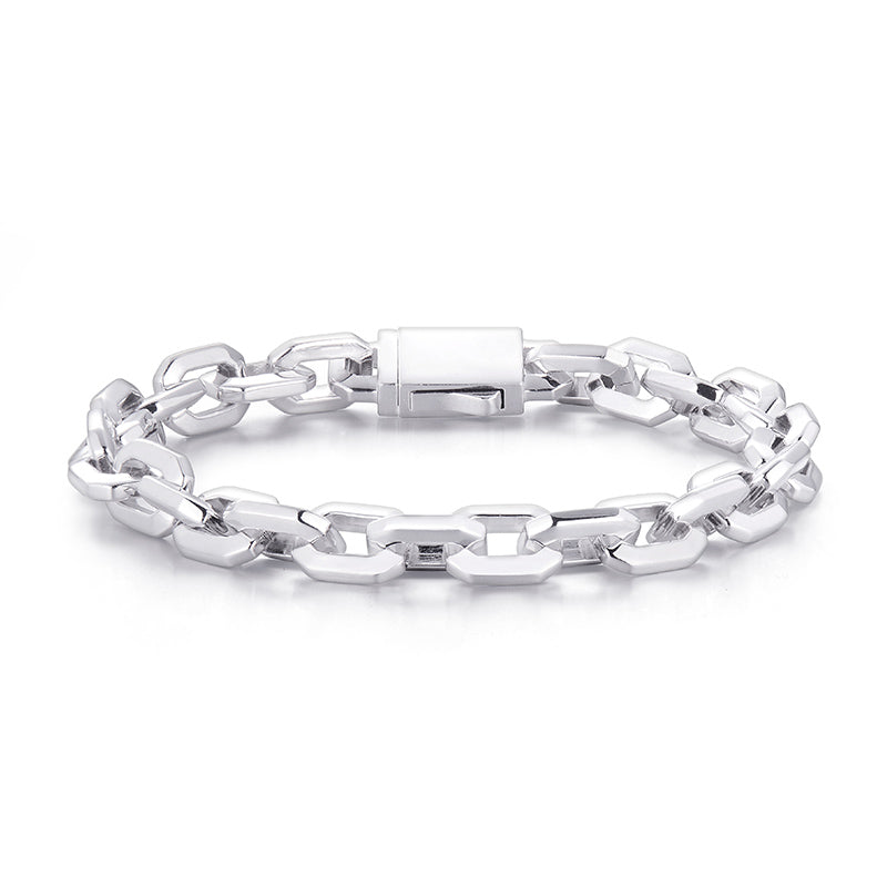 Solid Faceted Link Chain Bracelet