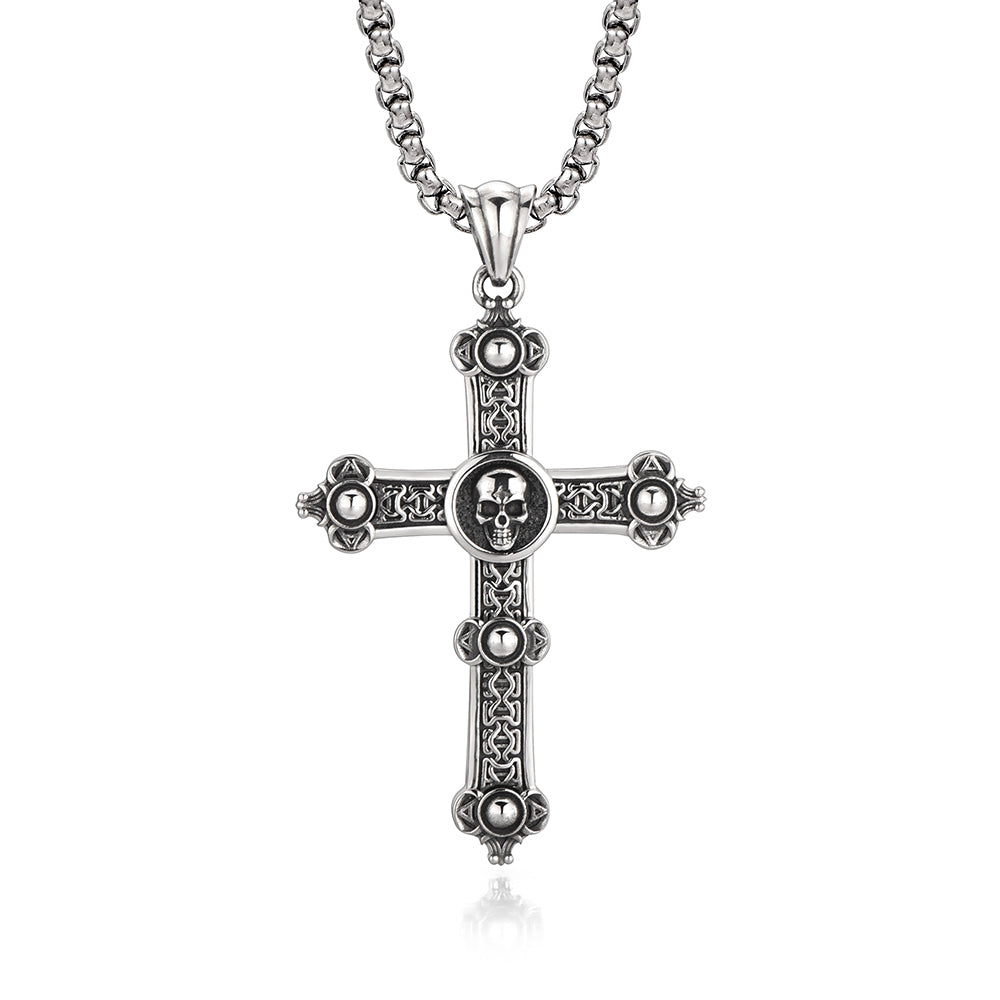 Black Cross & Skull Pendant