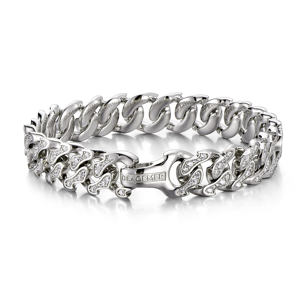 12 mm Iced Out Flame Cuban Link Bracelet