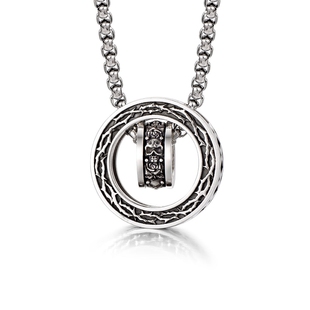 Thorn & Skulls Halo Ring Necklace