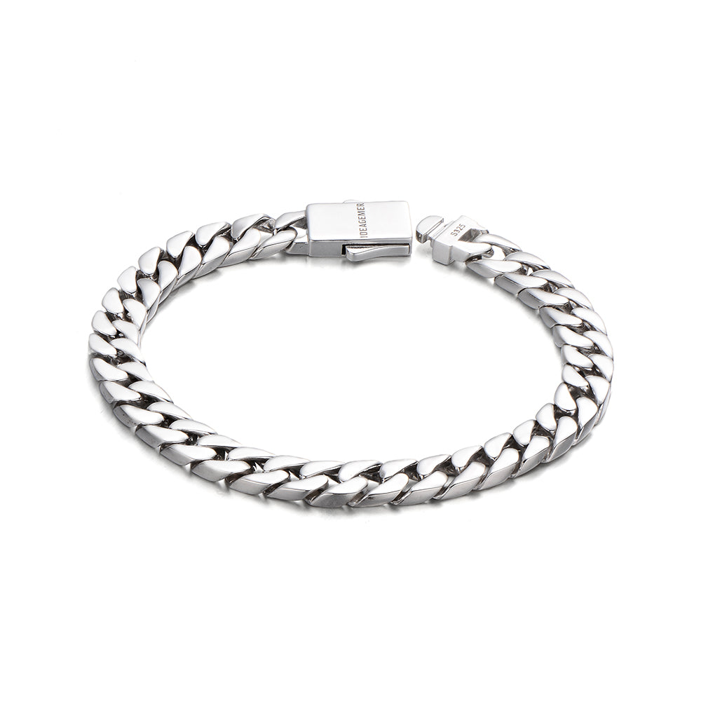 8 mm Solid Sterling Silver Cuban Link Bracelet