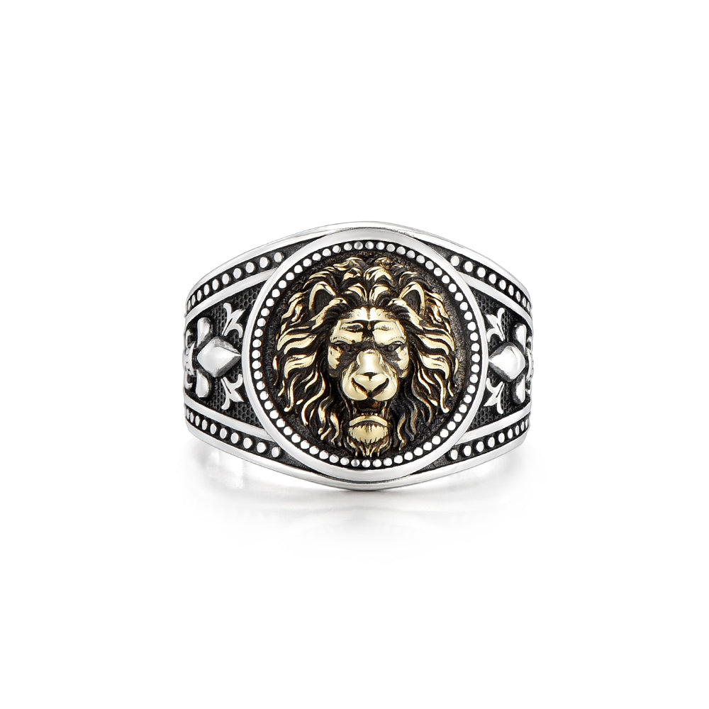 Vintage Fleur De Lis Lion Signet Ring