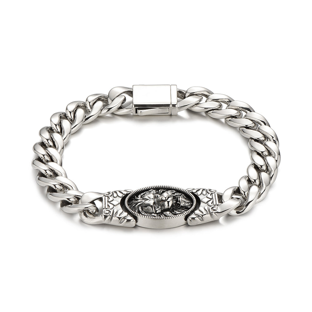 10mm Cuban Link Bracelet w/ Lion Clasp