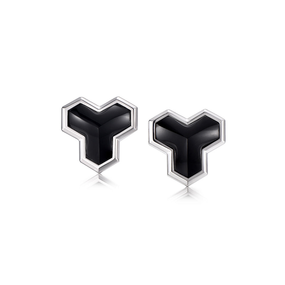 Versatile Black Onyx Armor Stud Earrings
