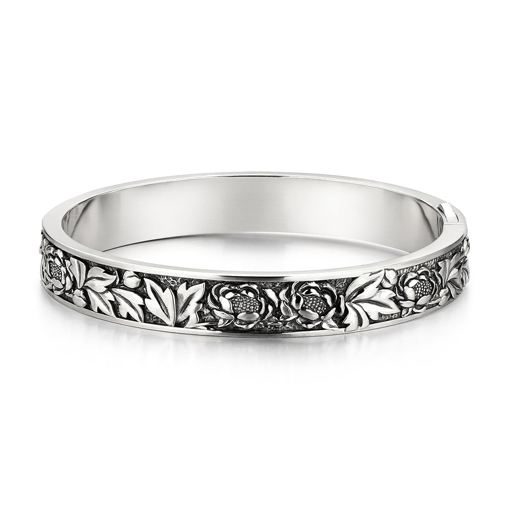 Vintage Peony Bangle Bracelet