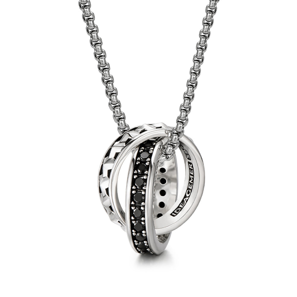 Armor & Black Double Ring Necklace