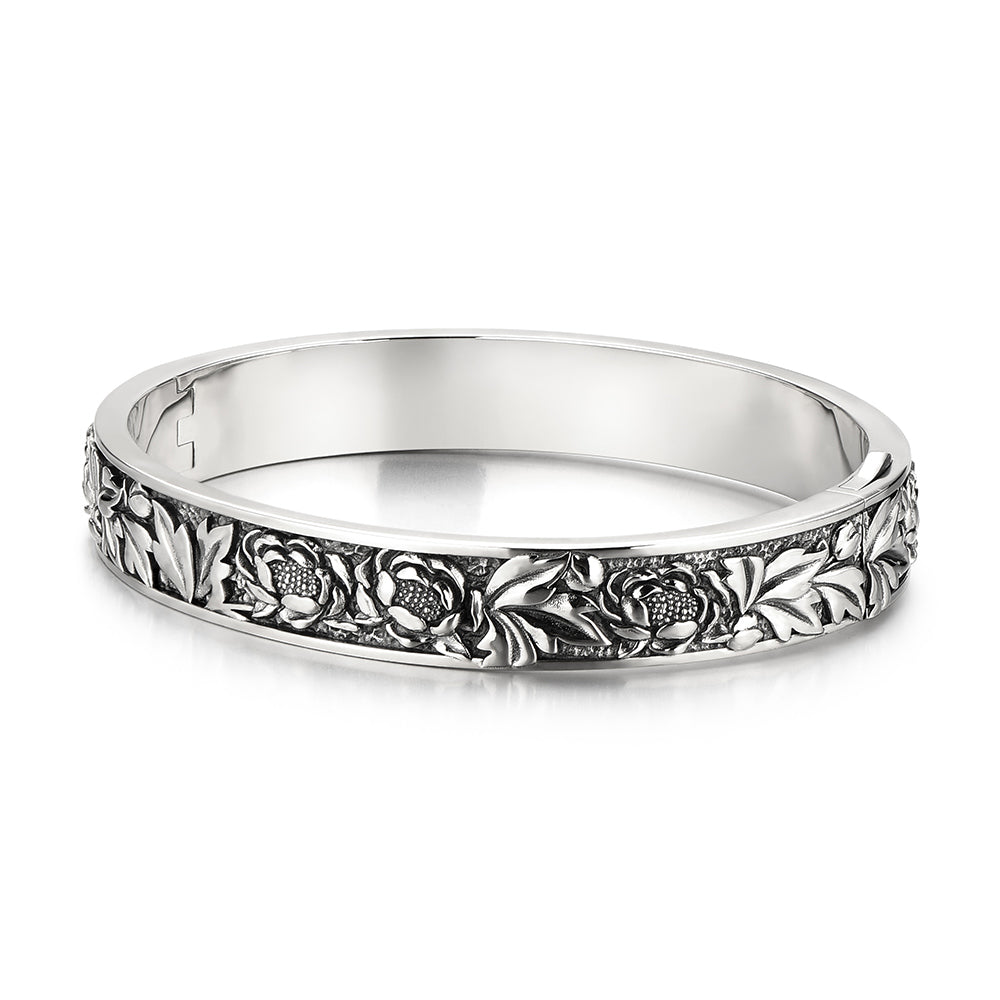 Vintage Peony Bangle Bracelet