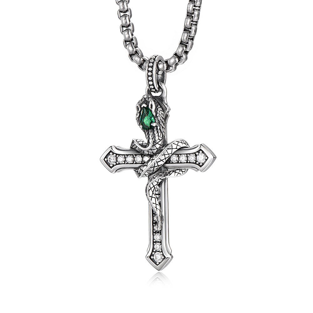 Spirit Snake Cross Pendant