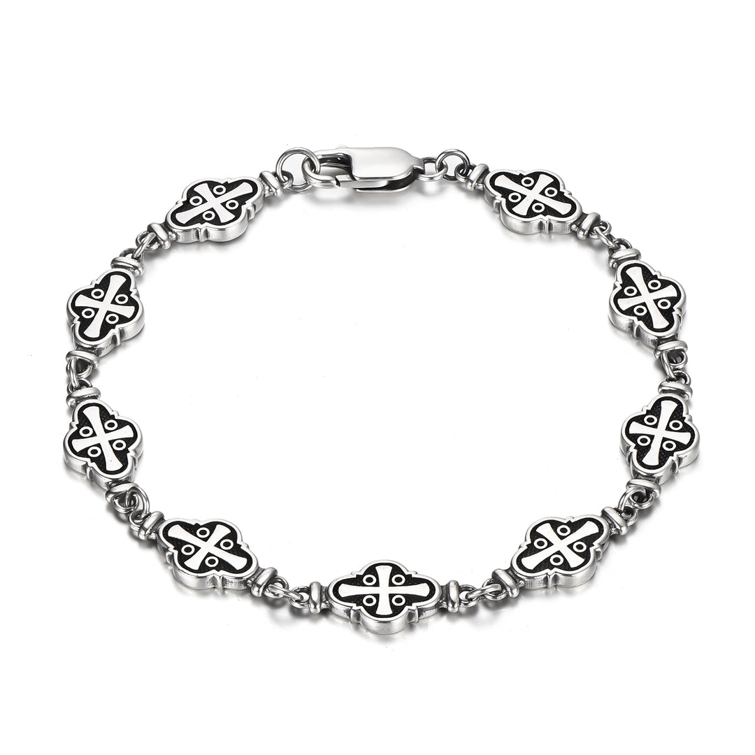 Roman Cross Badge Link Bracelet