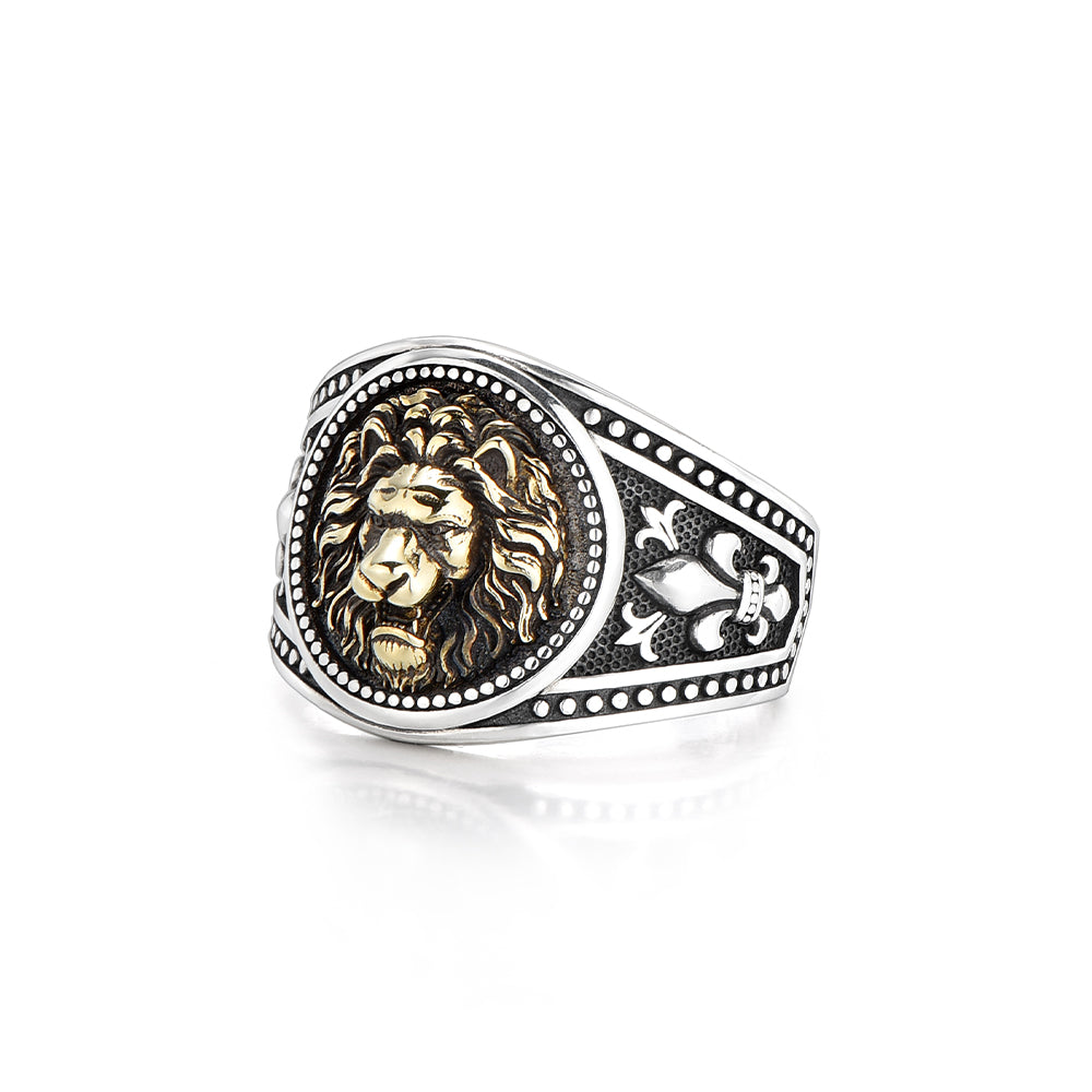Vintage Fleur De Lis Lion Signet Ring
