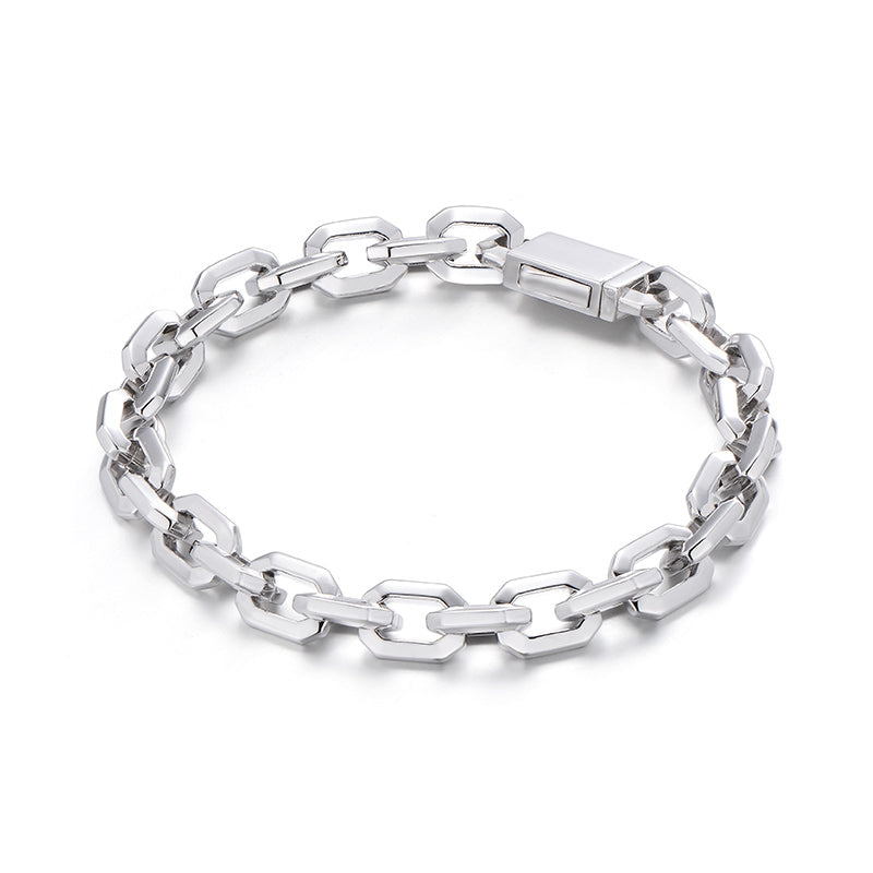 Solid Faceted Link Chain Bracelet