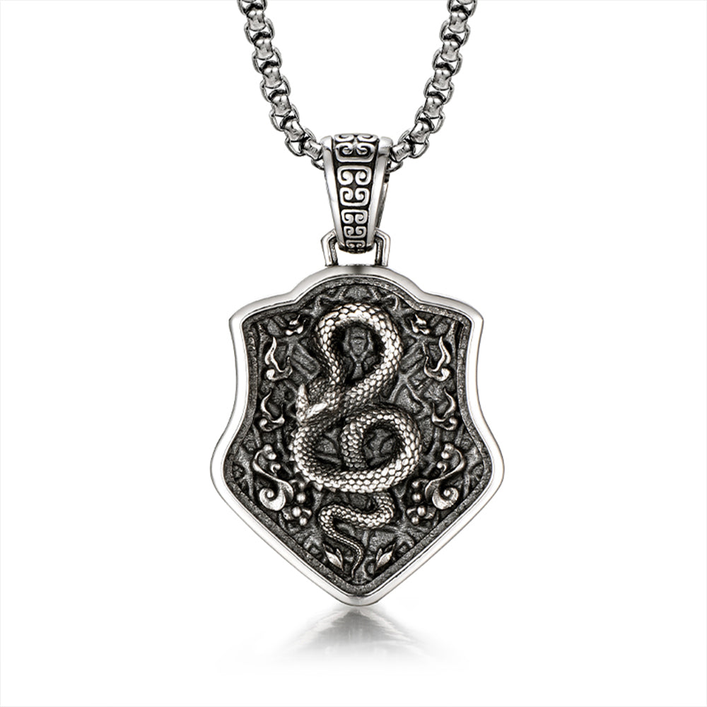 Vintage Spirit Snake Shield Pendant