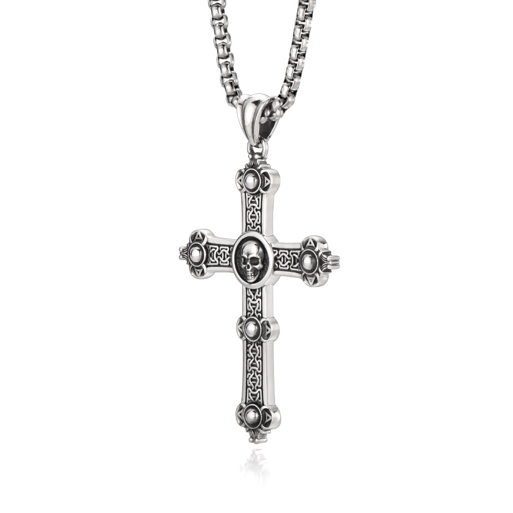 Black Cross & Skull Pendant
