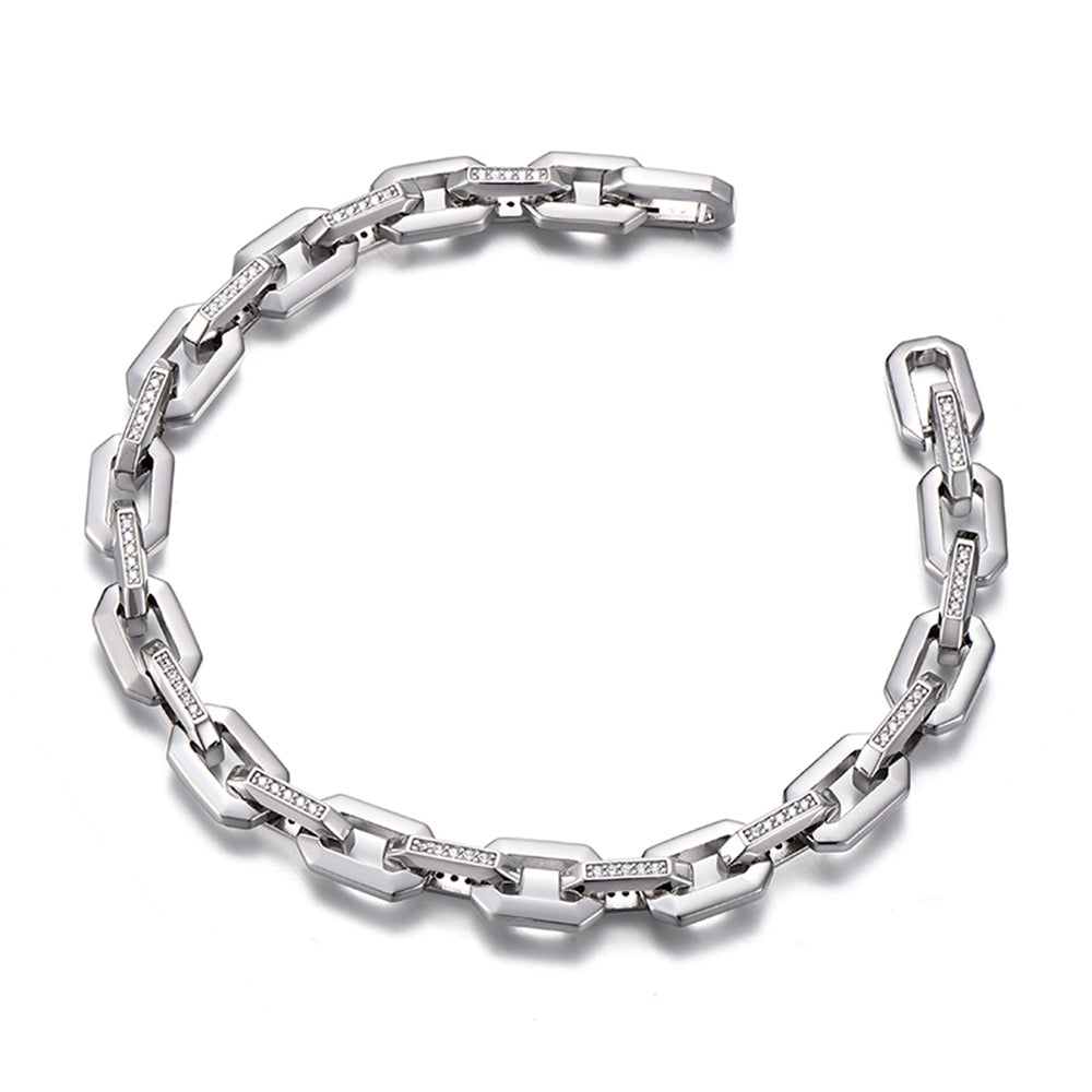 Iced Out Faceted Link Chain Bracelet
