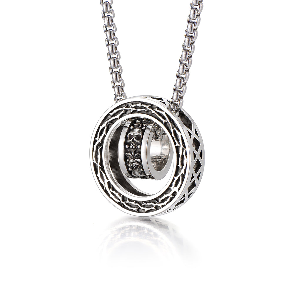 Thorn & Skulls Halo Ring Necklace