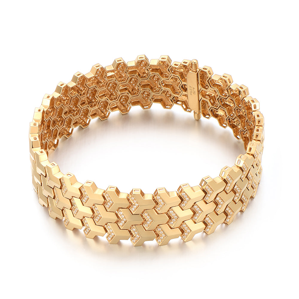 Bracelet Chaine Tank Maille Gourmette Plaqué Or 18k 750 - Vintage Simple Et élégant
