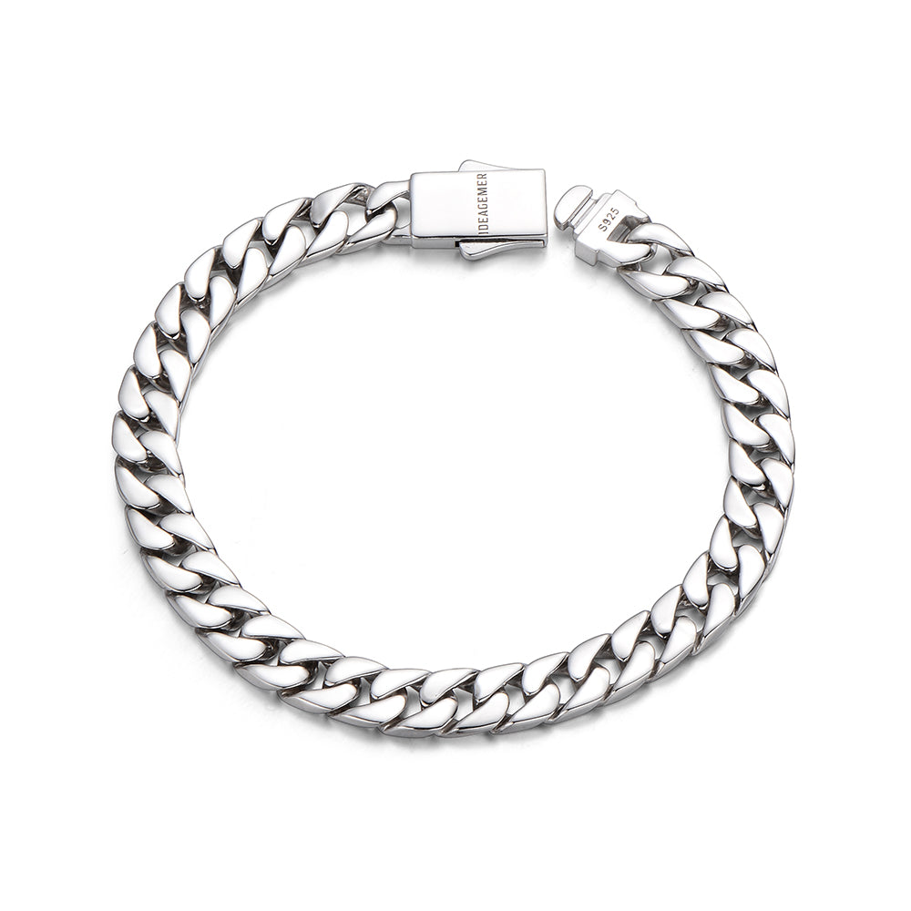 8 mm Solid Sterling Silver Cuban Link Bracelet