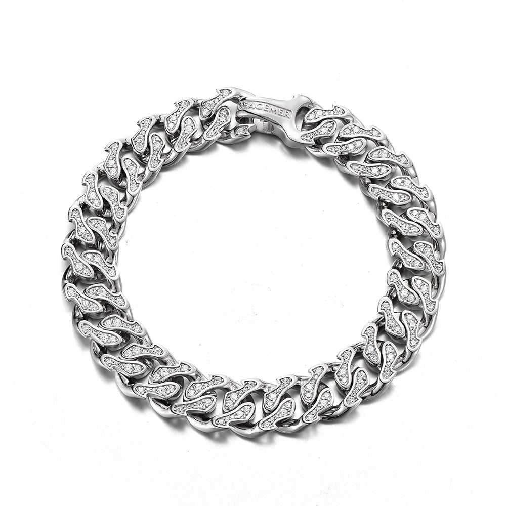 12 mm Iced Out Flame Cuban Link Bracelet