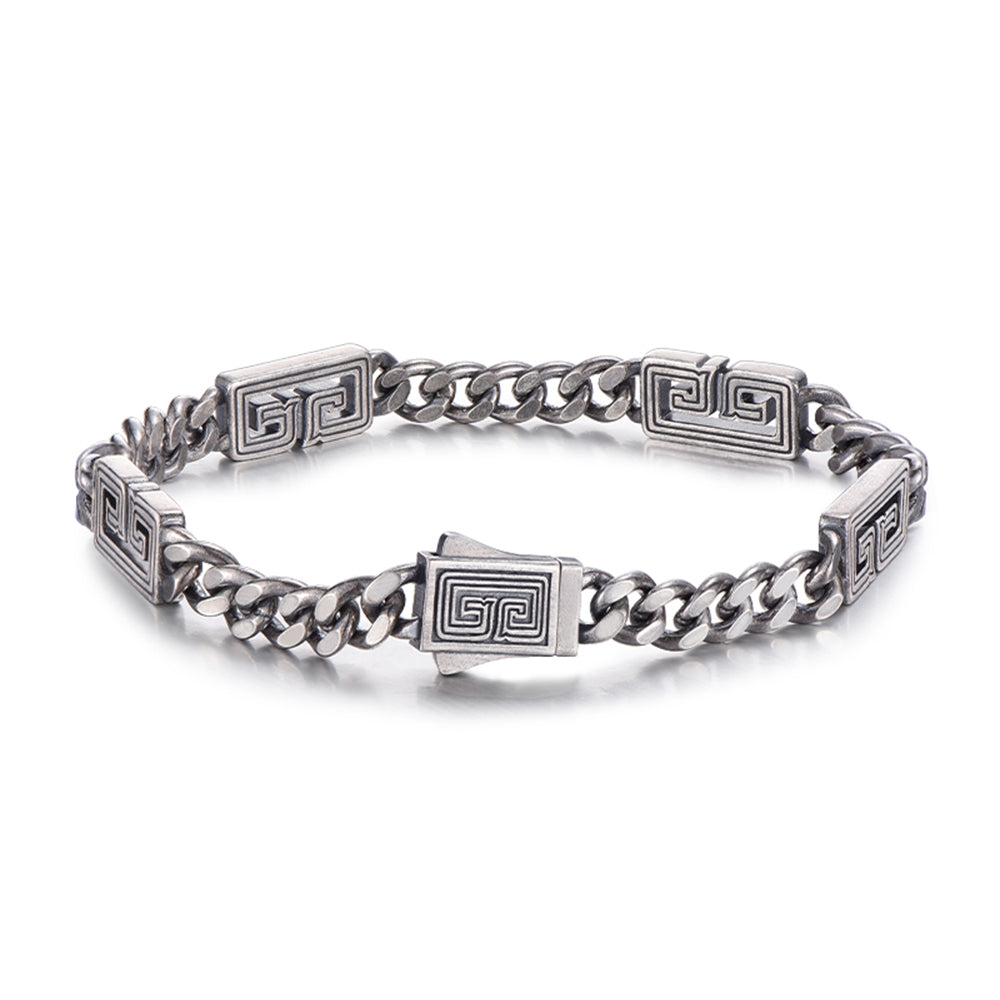 Vintage Cloud Pattern Cuban Link Bracelet