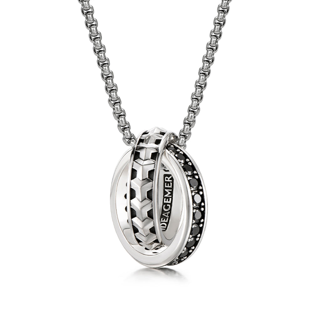 Armor & Black Double Ring Necklace