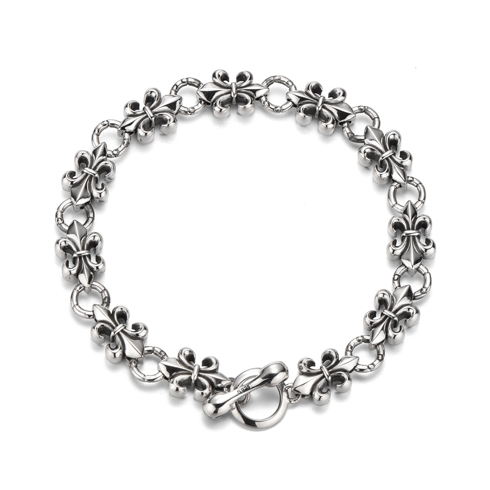 Vintage Fleur De Lis Linked Bracelet