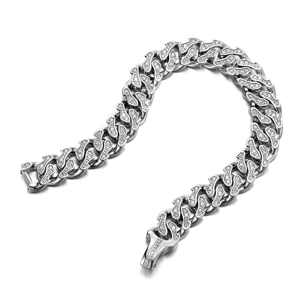 12 mm Iced Out Flame Cuban Link Bracelet
