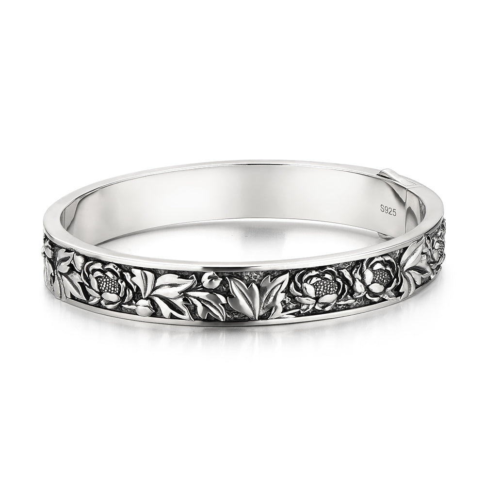 Vintage Peony Bangle Bracelet