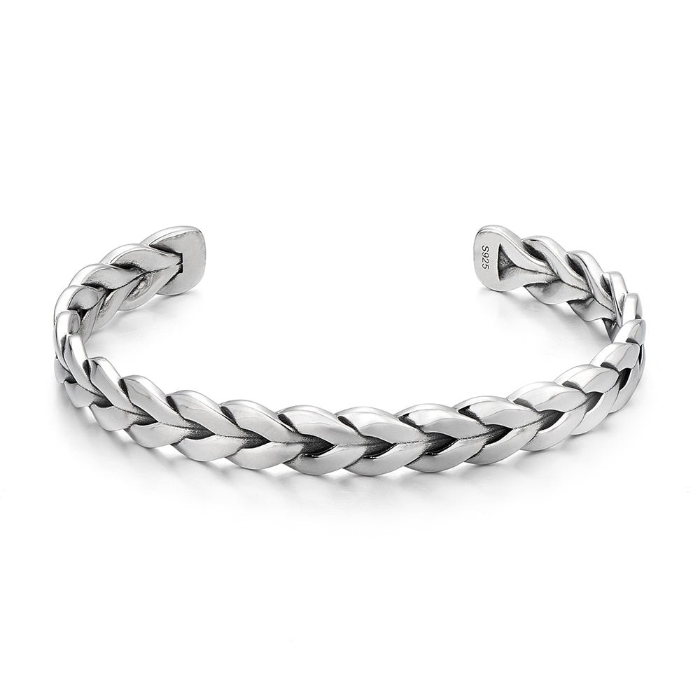 Sterling Silver Wheat Ear Bangle Bracelet
