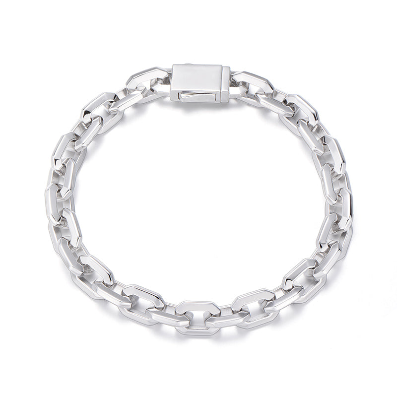 Solid Faceted Link Chain Bracelet