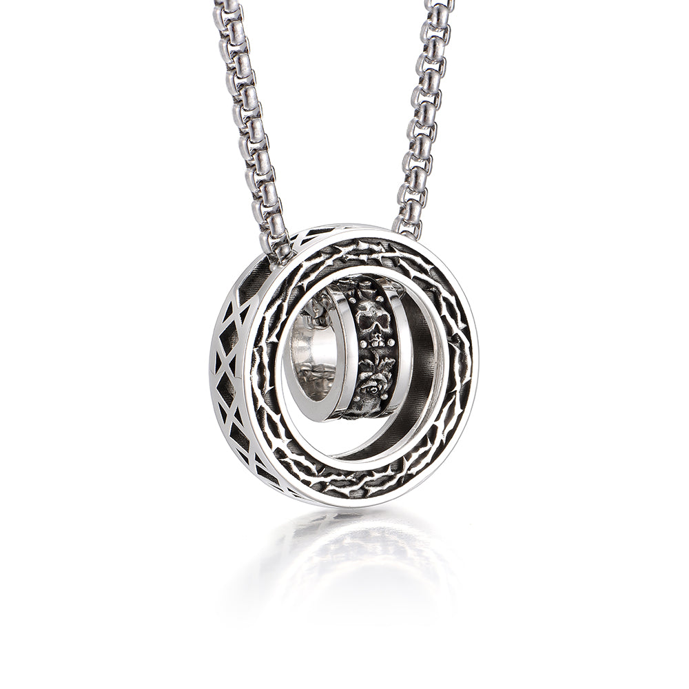 Thorn & Skulls Halo Ring Necklace