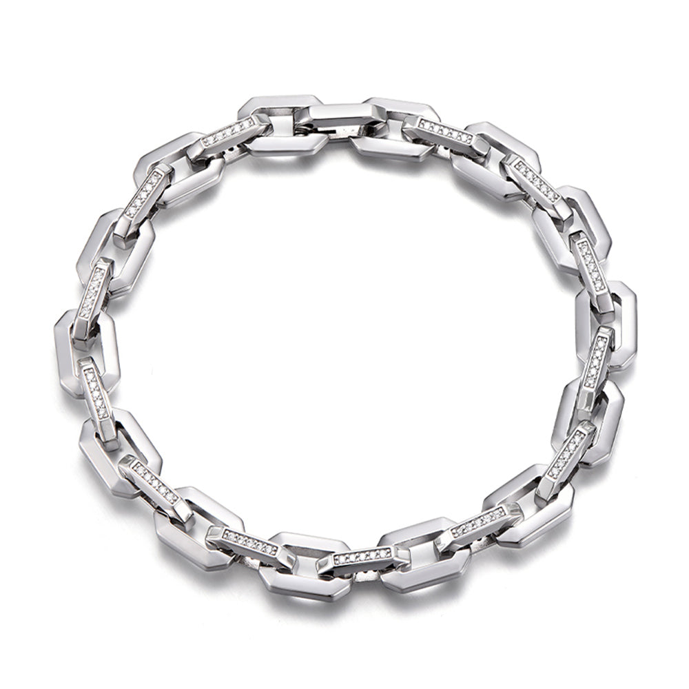 Iced Out Faceted Link Chain Bracelet